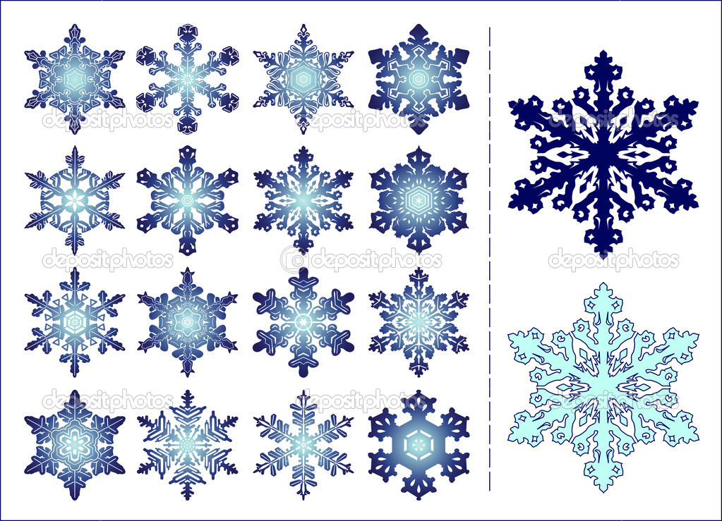 16 snowflakes set