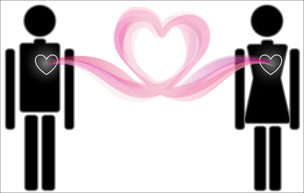 Man and woman Heart connection — Stock Vector