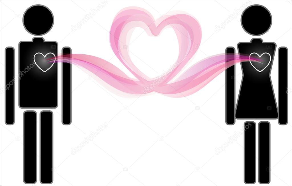 Man and woman Heart connection