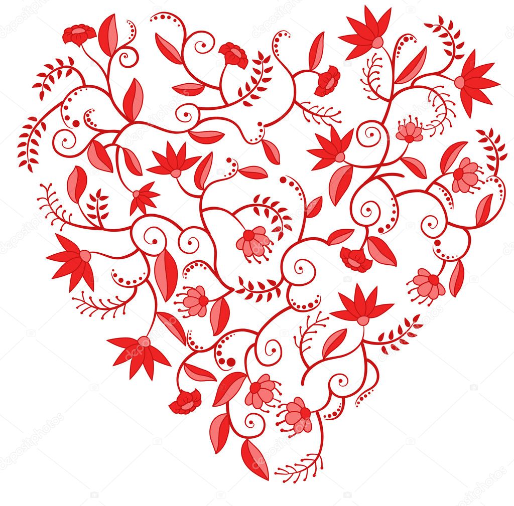 Floral heart shaped pattern