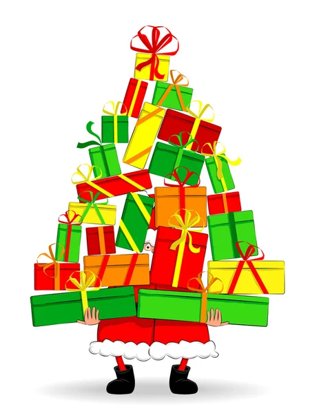 Funny Santa tenant des cadeaux — Image vectorielle