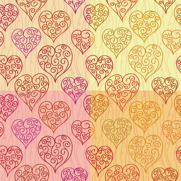 Corazones patrón de costuras — Vector de stock