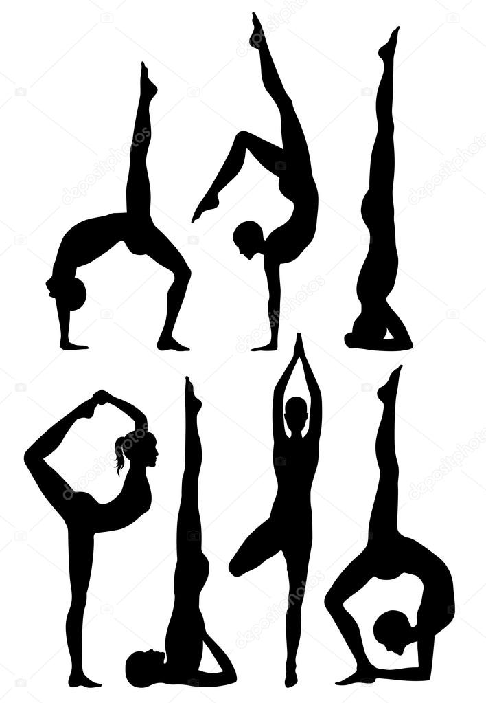 Yoga poses silhouettes.