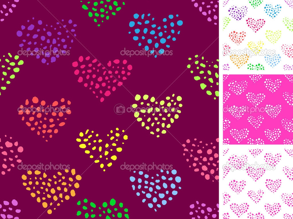 Colourful hearts seamless pattern