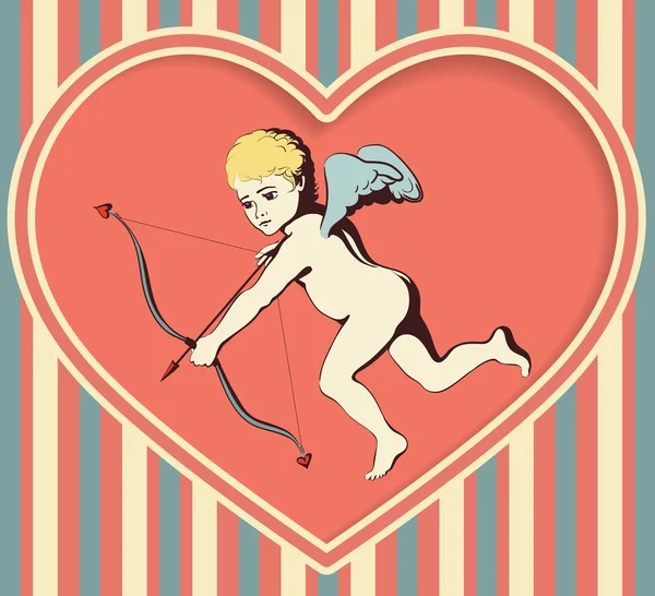 Cupidon sur fond rétro . — Image vectorielle