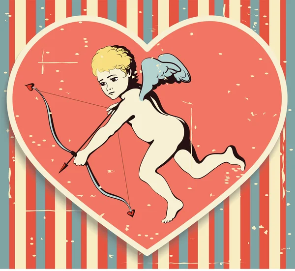 Cupidon sur fond texturé . — Image vectorielle