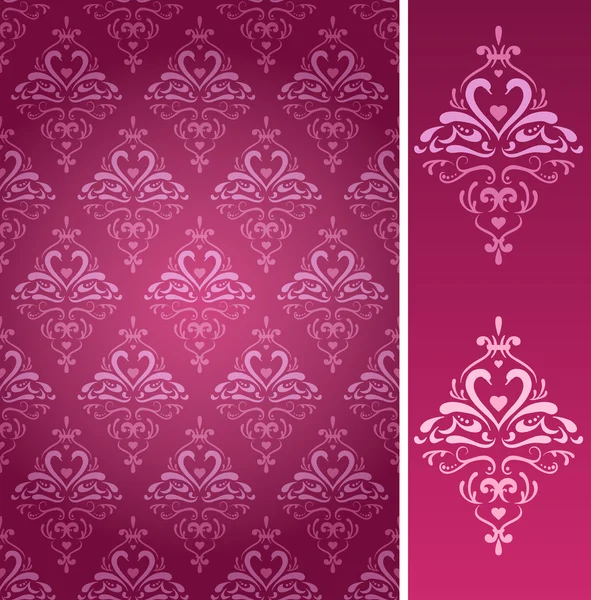 Seamless damask pattern with swans — Stock Vector