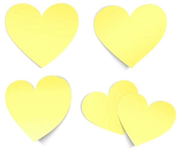 Heart shaped post it yellow — Stock Vector