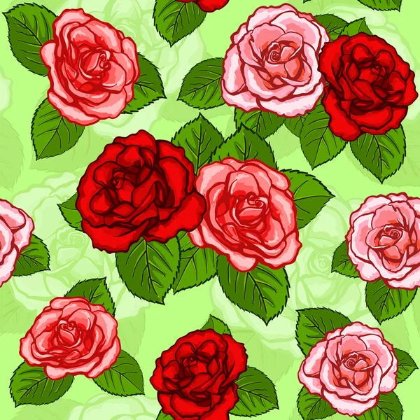 Piros rózsák Seamless Pattern — Stock Vector
