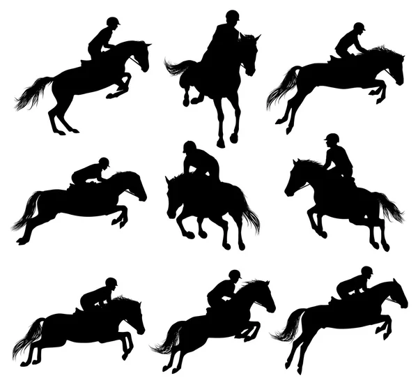 Showjumping silhouettes — Stock Vector