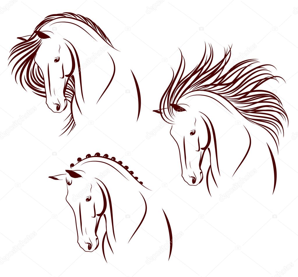 Set of 3 horse heads