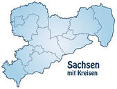 Sächsische Landkarte mit blauem Rand