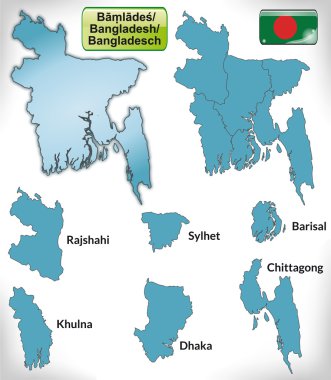 Mavi kenarlıklı Bangladeş Haritası