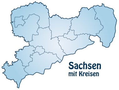 Mavi kenarlıklı Saksonya Haritası