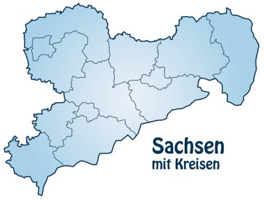 Map of Saxony with borders in blue clipart