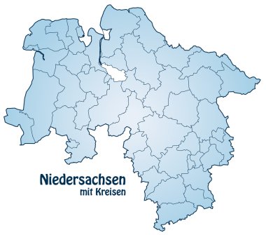 Map of Lower Saxony with borders in blue clipart
