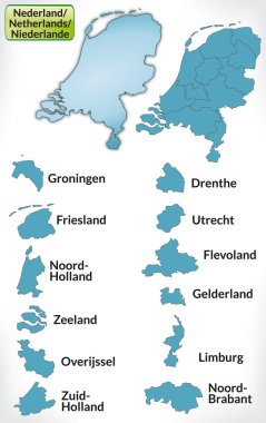 Mavi kenarlıklı Hollanda Haritası