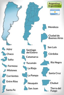 Mavi kenarlıklı harita Arjantin