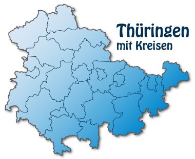 Mavi kenarlıklı Thüringen Haritası
