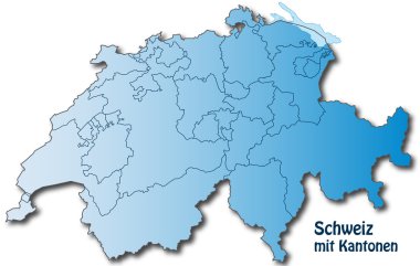 Mavi kenarlıklı İsviçre Haritası