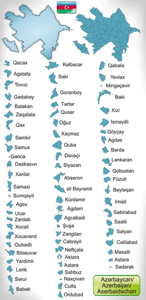 O mapa de Azerbaijão com fronteiras em azul — Vetor de Stock