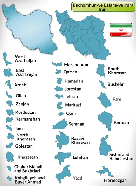 Mapa de Irán con fronteras en azul — Archivo Imágenes Vectoriales