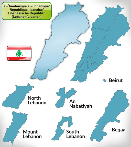 Kaart van Libanon met randen in blauw — Stockvector