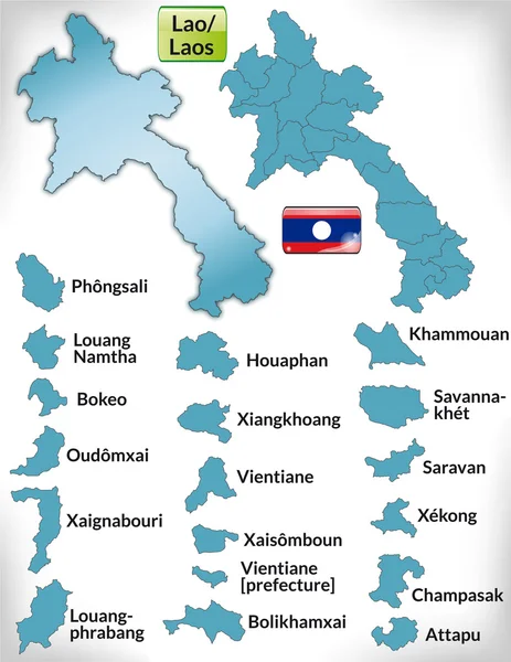 青の国境でラオスの地図 — ストックベクタ