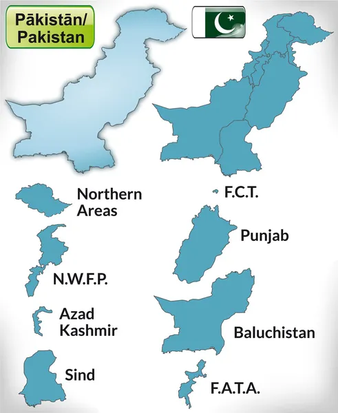 Kart over Pakistan med grenser i blått – stockvektor