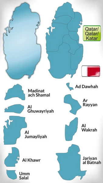 蓝色边框的卡塔尔地图 — 图库矢量图片