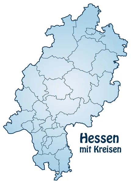 Mapa hesse s hranicemi v modrém — Stockový vektor