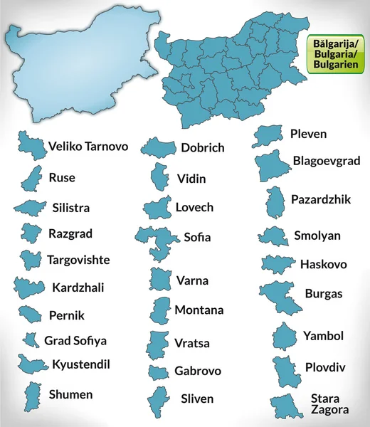 Mapa Bułgarii z obramowaniem w kolorze niebieskim — Wektor stockowy