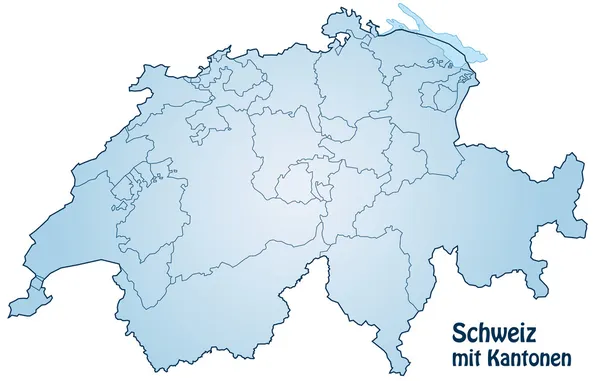 Mapa de Suiza con fronteras en azul — Vector de stock