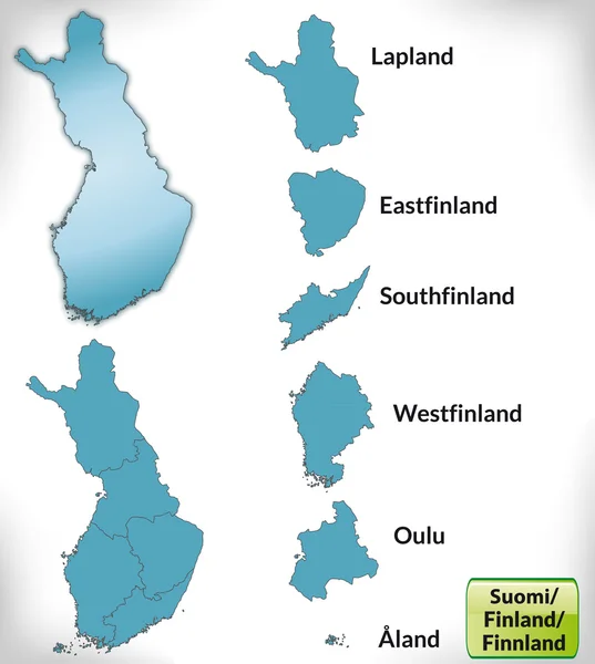 Mapa Finska s hranicemi v modrém — Stockový vektor