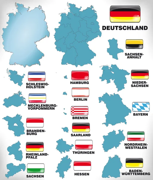 Mapa de Alemania con fronteras en azul — Archivo Imágenes Vectoriales