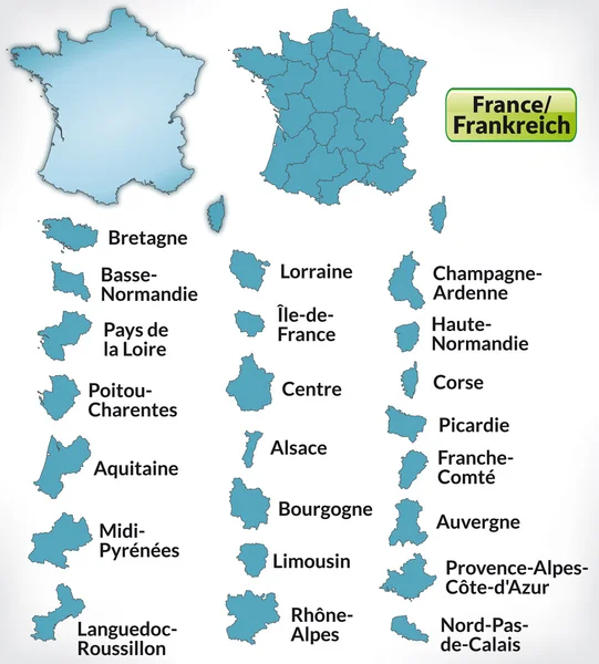 Mapa Francji z obramowaniem w kolorze niebieskim — Wektor stockowy