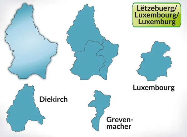 파란색에서 테두리가 있는 룩셈부르크의 지도 — 스톡 벡터
