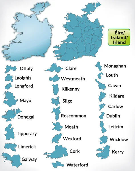 Mapa Irlandii z obramowaniem w kolorze niebieskim — Wektor stockowy
