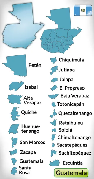 Kort over Guatemala med grænser i blåt – Stock-vektor