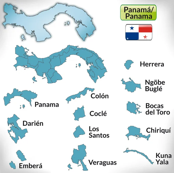 Mapa de Panamá con fronteras en azul — Archivo Imágenes Vectoriales