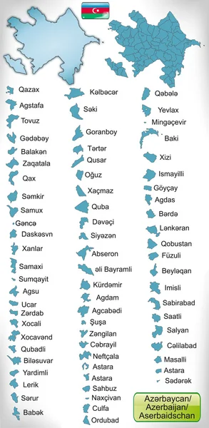 Mapa Ázerbájdžánu s hranicemi v modrém — Stockový vektor