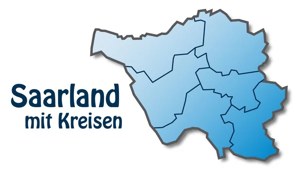 Karte des Saarlandes mit blauem Rand — Stockvektor
