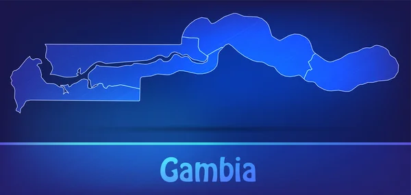 Mapa de Gambia con las fronteras como garabatos — Archivo Imágenes Vectoriales