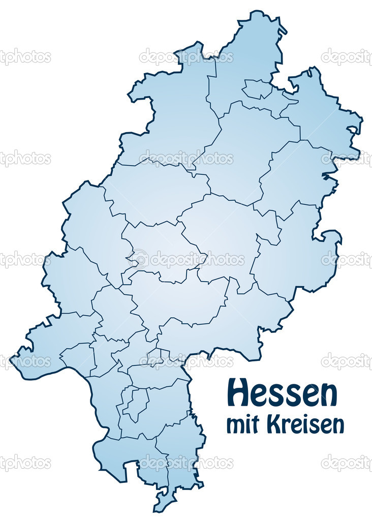 Map of Hesse with borders in blue