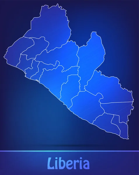 Mapa de Liberia con las fronteras como garabatos — Archivo Imágenes Vectoriales