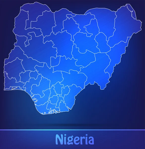 Mapa de Nigeria con las fronteras como garabatos — Archivo Imágenes Vectoriales
