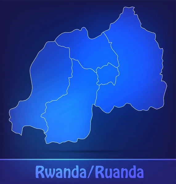 Mapa de Ruanda con las fronteras como garabatos — Archivo Imágenes Vectoriales