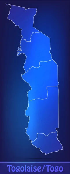 Carte du Togo avec frontières comme scrible — Image vectorielle