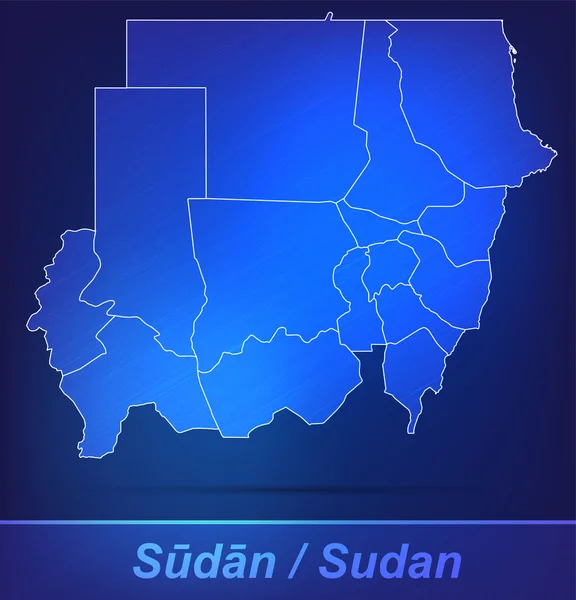 Mapa Sudanu z granicami jako scrible — Wektor stockowy