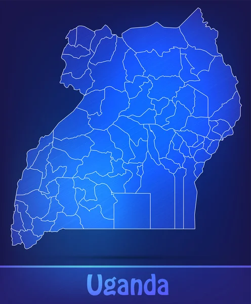 Mapa de Uganda con las fronteras como garabatos — Archivo Imágenes Vectoriales